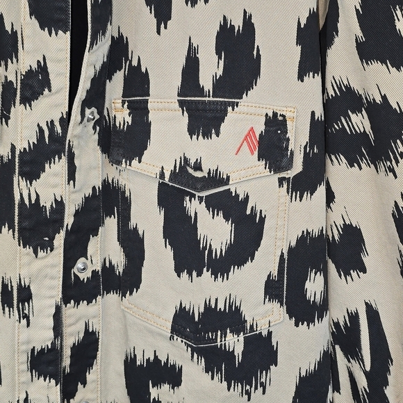 The Attico Leopard Print Denim Shirt Jacket Oversized Tan Black Size EU 42, US 6 - Picture 7 of 16